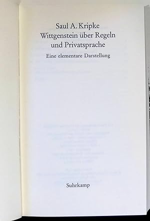 Bild des Verkäufers für Wittgenstein über Regeln und Privatsprache : e. elementare Darst. zum Verkauf von books4less (Versandantiquariat Petra Gros GmbH & Co. KG)