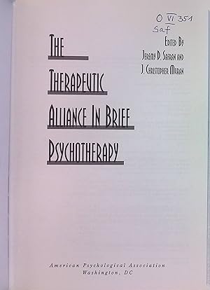 Image du vendeur pour The Therapeutic Alliance in Brief Psychotherapy mis en vente par books4less (Versandantiquariat Petra Gros GmbH & Co. KG)