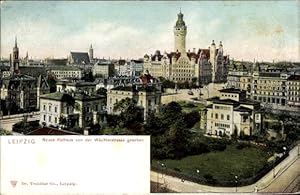 Ansichtskarte / Postkarte Leipzig in Sachsen, neues Rathaus von der Wächterstraße gesehen