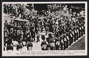 Postcard Funeral of King Edward the Peacemaker 1910, King George and Royal Mourners at St. George...