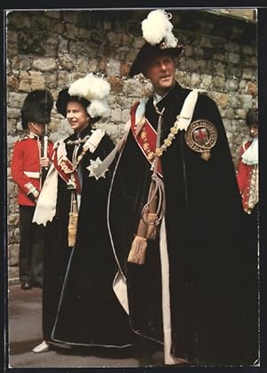 Postcard The Queen and the Duke of Edinburgh, Garter Ceremony, Windsor Castle