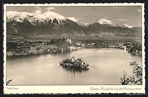 Ansichtskarte Veldes, Ausblick auf die Karavanken