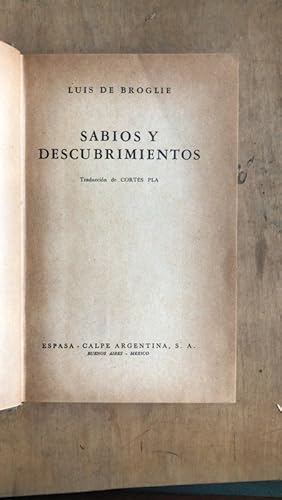 Imagen del vendedor de Sabios y descubrimientos a la venta por International Book Hunting