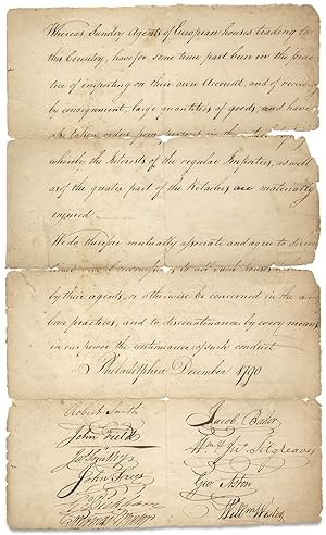 1790 Philadelphia Merchants' and Importers' Declaration of Association against European Agents