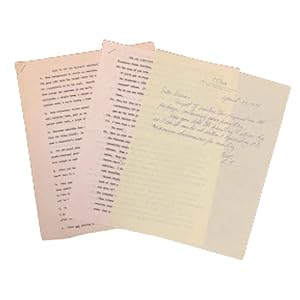 Two Original Typescripts of Unpublished Articles [with] Autograph Cover Letter Signed