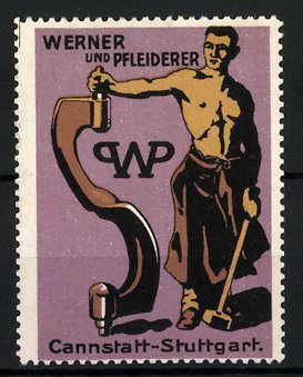 Immagine del venditore per Reklamemarke Firma Werner, Pfleiderer Stuttgart-Cannstatt, Schmied venduto da Bartko-Reher
