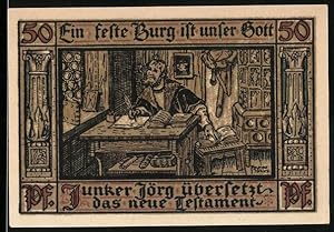 Bild des Verkufers fr Notgeld Eisenach / Thr. 1921, 50 Pfennig, Junker Jrg bersetzt das Neue Testament zum Verkauf von Bartko-Reher