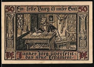 Bild des Verkufers fr Notgeld Eisenach / Thr. 1921, 50 Pfennig, Junker Jrg bersetzt das neue Testament zum Verkauf von Bartko-Reher