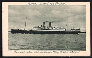 Ansichtskarte Passagierschiff Prinz Friedrich Wilhelm, Salonpostdampfer