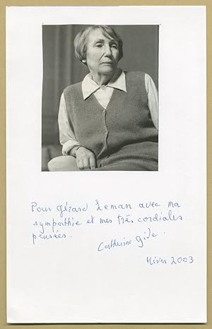 Image du vendeur pour Catherine Gide (1923-2013) - Carte ddicace + Photo - 2003 mis en vente par PhP Autographs