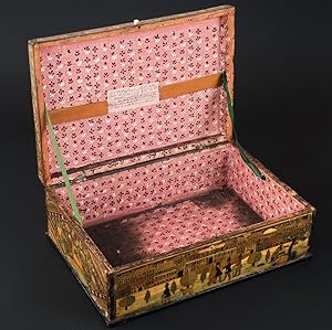 [WOODEN BOX EMBELLISHED BY THE BOHEMIAN 'ROBIN HOOD'] Hand-made wooden box with straw inlay work ...