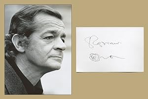 Image du vendeur pour Serge Reggiani (1922-2004) - Jolie carte signe + Dessin + Photo - 90s mis en vente par PhP Autographs