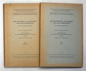 Bild des Verkufers fr Die Materielle Gltigkeit von Kaufvertrgen : ein rechtsvergleichender Bericht. Band 1: Abhandlung; Band 2: Texte der zitierten Rechtsnormen und amerikanischen Restatements. zum Verkauf von antiquariat peter petrej - Bibliopolium AG