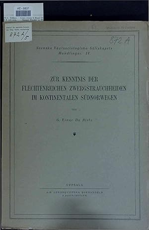 Bild des Verkufers fr Zur Kenntnis der Flechtenreichen Zwergstrauchheiden im Kontinentalen Sdnorwegen. zum Verkauf von Antiquariat Bookfarm