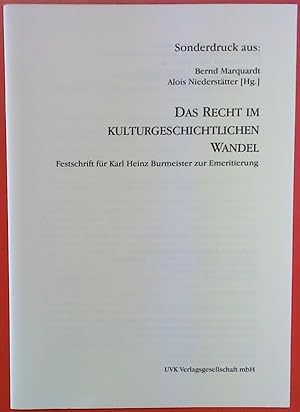 Bild des Verkufers fr Sonderdruck aus: Das Recht im kulturgeschichtlichen Wandel, Festschrift fr Karl Heinz Burmeister zur Emeritierung zum Verkauf von biblion2