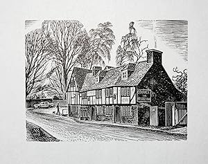 Imagen del vendedor de Bridge Inn is in The Strand, Winchelsea, East Sussex. Unsigned Proof wood engraving a la venta por Roe and Moore