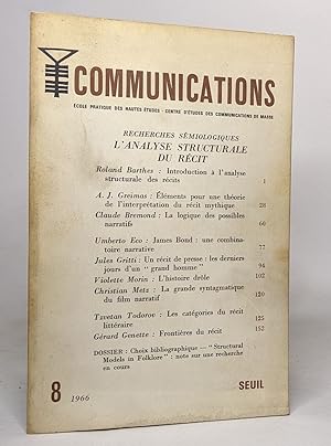 Communications - recherche semiologiques l'analyse structurale du recit - n°8 1966