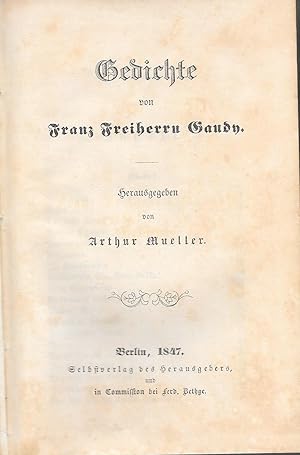 Bild des Verkufers fr Gedichte von Franz Freiherrn Gaudy zum Verkauf von Antiquariat Christian Wulff