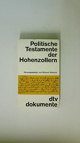Bild des Verkufers fr POLITISCHE TESTAMENTE DER HOHENZOLLERN. zum Verkauf von HPI, Inhaber Uwe Hammermller