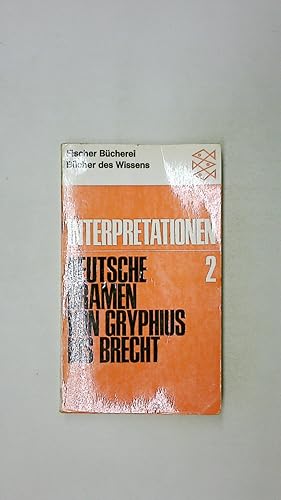 Bild des Verkufers fr DEUTSCHE DRAMEN VON GRYPHIUS BIS BRECHT 2. zum Verkauf von HPI, Inhaber Uwe Hammermller