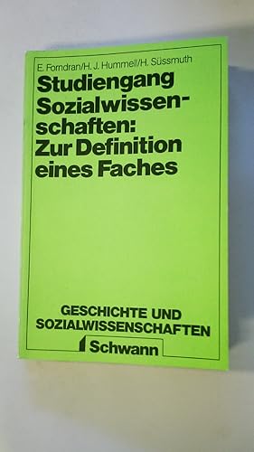 STUDIENGANG SOZIALWISSENSCHAFTEN. zur Definition e. Faches