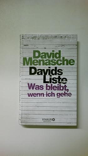 Seller image for DAVIDS LISTE. was bleibt, wenn ich gehe for sale by Butterfly Books GmbH & Co. KG