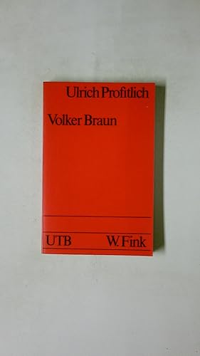 Bild des Verkufers fr VOLKER BRAUN. Studien zu seinem dramat. u. erzhler. Werk zum Verkauf von Butterfly Books GmbH & Co. KG