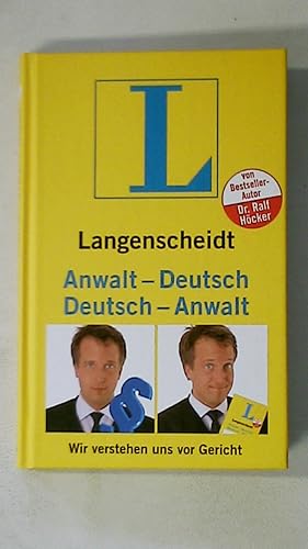 Seller image for LANGENSCHEIDT, ANWALT-DEUTSCH, DEUTSCH-ANWALT. wir verstehen uns vor Gericht for sale by Butterfly Books GmbH & Co. KG