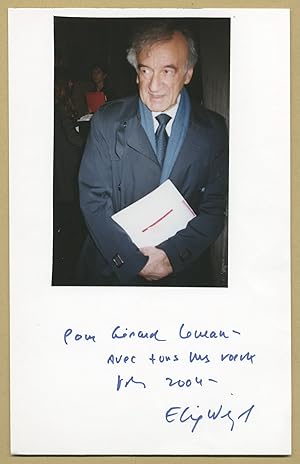 Seller image for Elie Wiesel (1928-2016) - Signed card + Photo - 2004 for sale by PhP Autographs