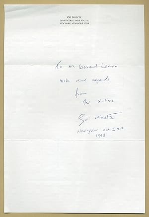 Seller image for Zvi Kolitz (1912-2002) - Autograph letter signed - 1998 for sale by PhP Autographs