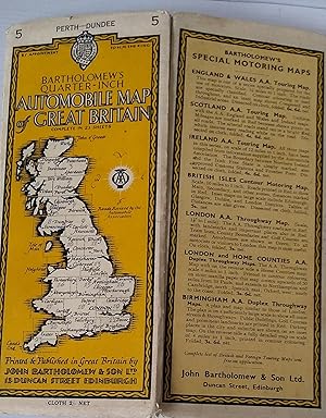 Bartholomew's Quarter Inch Automobile Map of Great Britain.Sheet 5 Perth - Dundee