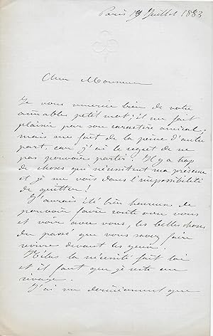 Imagen del vendedor de Auguste BARTHOLDI - Lettre autographe signe - Statue de la Libert a la venta por Manuscripta