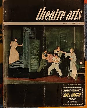 Image du vendeur pour Theatre Arts April - May, Spring 1948 (on cover, scene from "A Streetcar Named Desire") / Gilbert W Gabriel "The Broadway Story" (reviews) / Jean Dalrymple "An Interview with Mr.Bernard Shaw" / Dr.George Amberg "Design for Theatre" / Hetman G Weinberg "Foreign Films" / Louis Broomfield "Billy Sunday Comes to Town!" / Maxwell Anderson "Joan of Lorraine" (complete play - 32 pages) mis en vente par Shore Books