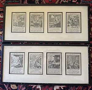 Eight 17th C Copperplate Engravings Depicting the Craft of Leather Work and Tanning