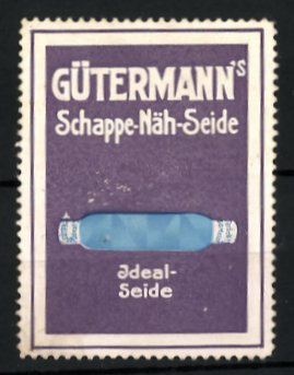 Image du vendeur pour Reklamemarke Gtermann's Schappe-Nh-Seide, Idealseide, blaue Garnrolle mis en vente par Bartko-Reher