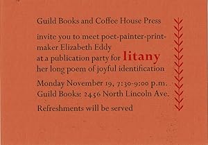 Seller image for Guild Books and Coffee House Press invite you to meet . Litany for sale by Rulon-Miller Books (ABAA / ILAB)