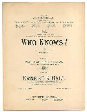 Image du vendeur pour [Sheet music]: Who Knows mis en vente par Between the Covers-Rare Books, Inc. ABAA
