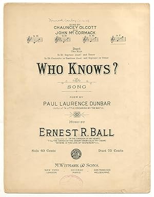 Image du vendeur pour [Sheet music]: Who Knows mis en vente par Between the Covers-Rare Books, Inc. ABAA