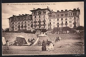 Carte postale Hendaye-Plage, Hotel Eskualduna, vu de la Plage