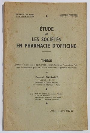 Etude sur les Sociétés en Pharmacie d'Officine - Thèse