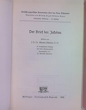 Imagen del vendedor de Der Brief des Jakobus Kritisch-exegetischer Kommentar ber das neue Testament, 15. Abteilung a la venta por books4less (Versandantiquariat Petra Gros GmbH & Co. KG)