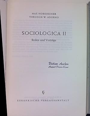 Seller image for Sociologica 2: Reden und Vortrge Frankfurter Beitrge zur Soziologie, Bd. 10 for sale by books4less (Versandantiquariat Petra Gros GmbH & Co. KG)