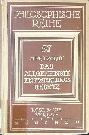 Imagen del vendedor de Das allgemeinste Entwicklungsgesetz. Philosophische Reihe Bd. 57. a la venta por books4less (Versandantiquariat Petra Gros GmbH & Co. KG)