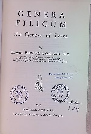 Seller image for Genera Filicum: The Genera of Ferns Annales Cryptogamici Phytopathologici for sale by books4less (Versandantiquariat Petra Gros GmbH & Co. KG)