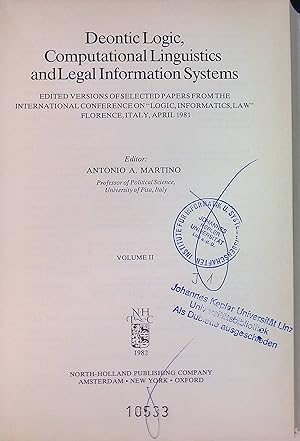 Bild des Verkufers fr Deontic Logic, Computational Linguistics and Legal Information Systems, vol. 2 zum Verkauf von books4less (Versandantiquariat Petra Gros GmbH & Co. KG)