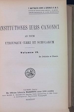 Image du vendeur pour Institutiones iuris canonici, ad usum utriusque cleri et scholarum; Vol. IV mis en vente par books4less (Versandantiquariat Petra Gros GmbH & Co. KG)