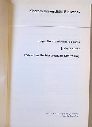 Seller image for Kriminalitt : Verbrechen, Rechtssprechung und Strafvollzug. Kindlers Univ. Bibliothek. for sale by books4less (Versandantiquariat Petra Gros GmbH & Co. KG)