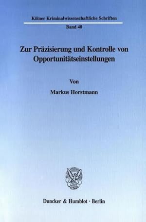 Seller image for Zur Przisierung und Kontrolle von Opportunittseinstellungen. for sale by AHA-BUCH GmbH