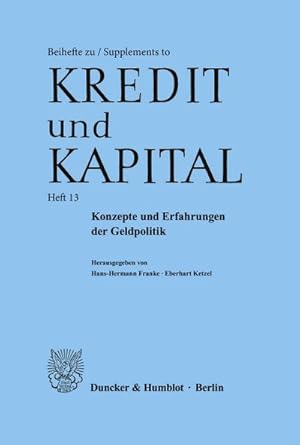Seller image for Konzepte und Erfahrungen der Geldpolitik. for sale by AHA-BUCH GmbH