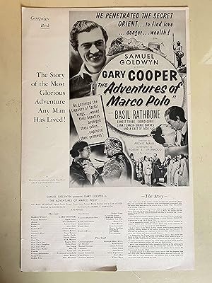 Immagine del venditore per The Adventures of Marco Polo Pressbook 1937 Gary Cooper, Basil Rathbone venduto da AcornBooksNH